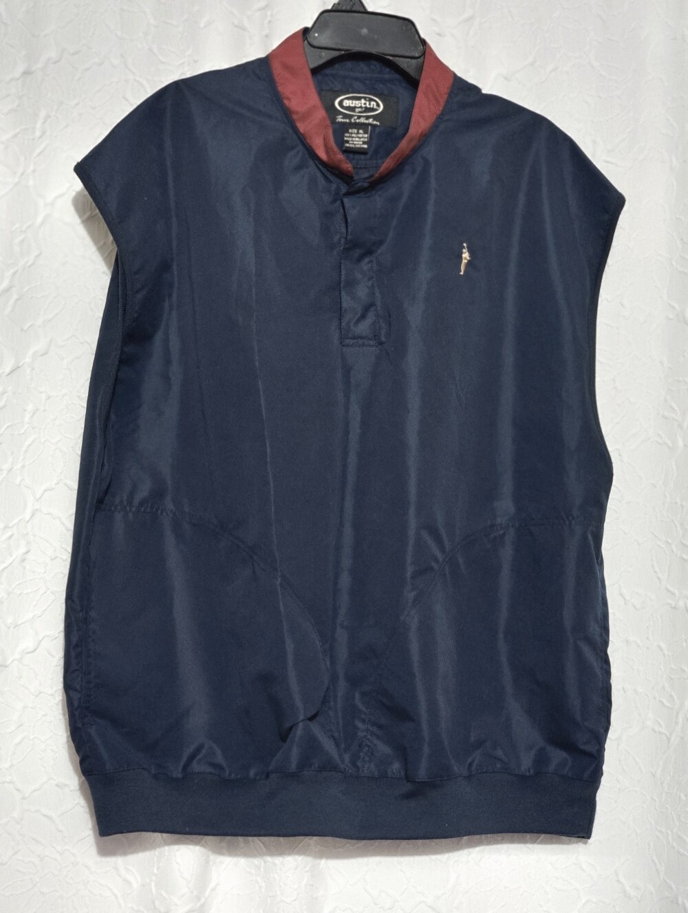 Austin Golf Tour Collection Vest Mens Large Windbreaker Button Neck Blue Sz XL